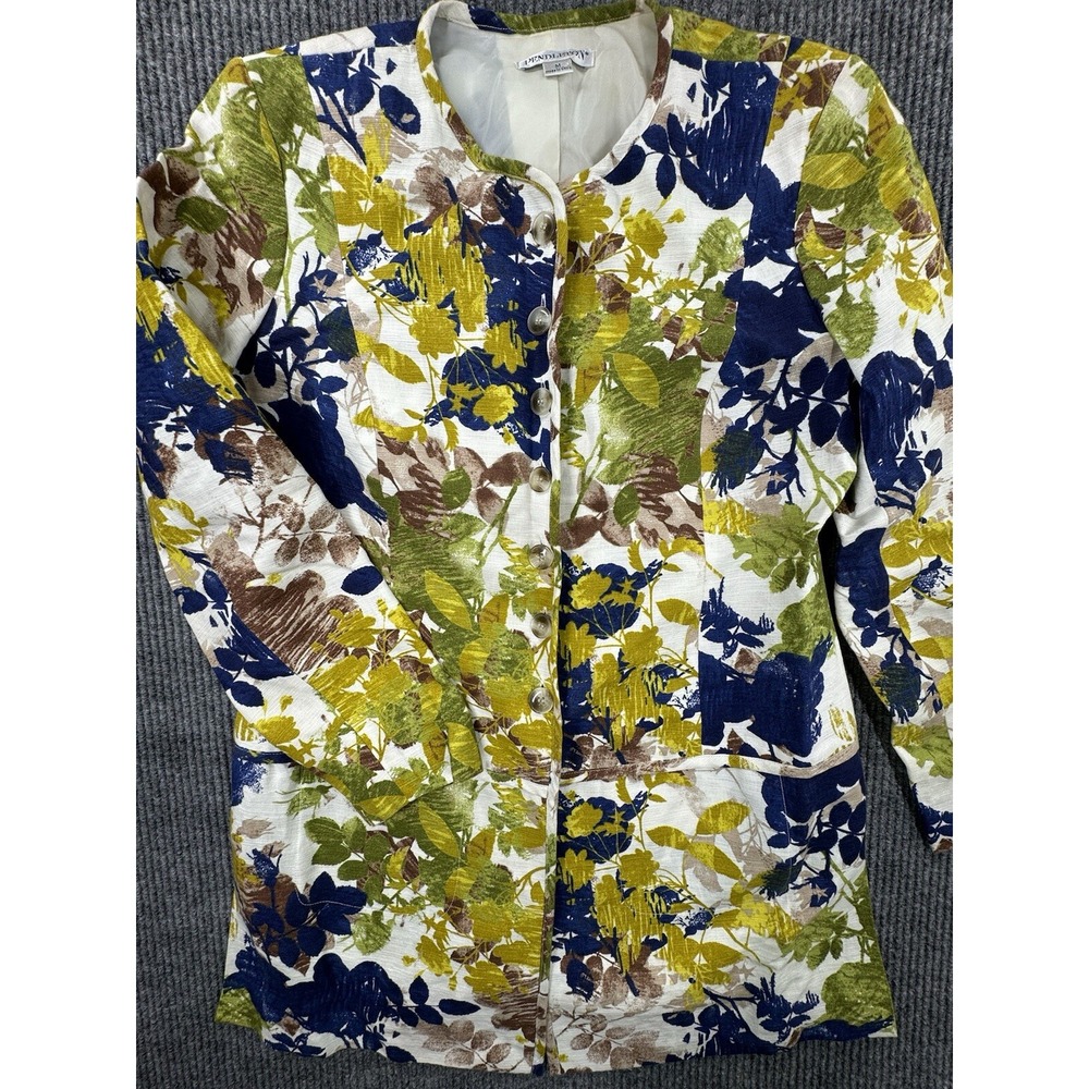 Pendleton Coat Womens Medium Floral Blazer Jacket Linen Blend Button Frontโ
